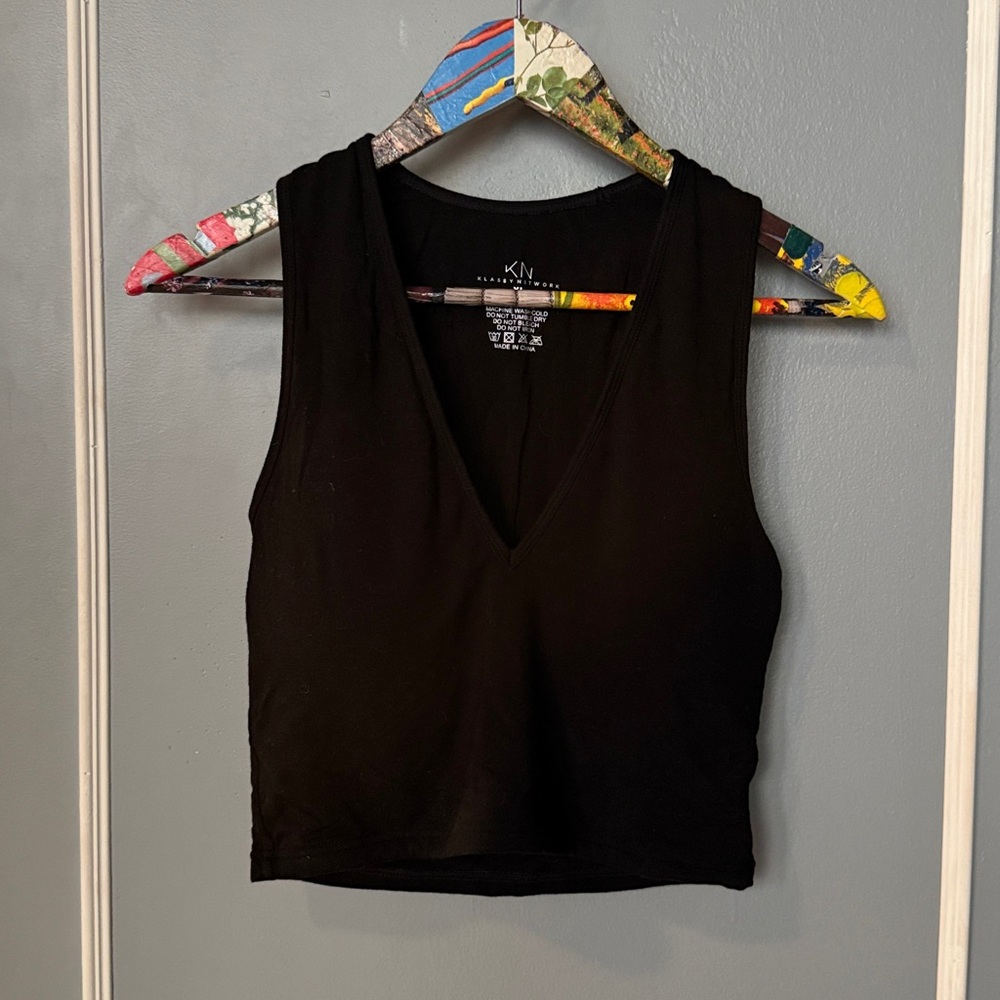 Klassy Network Black V-Neck Crop Top